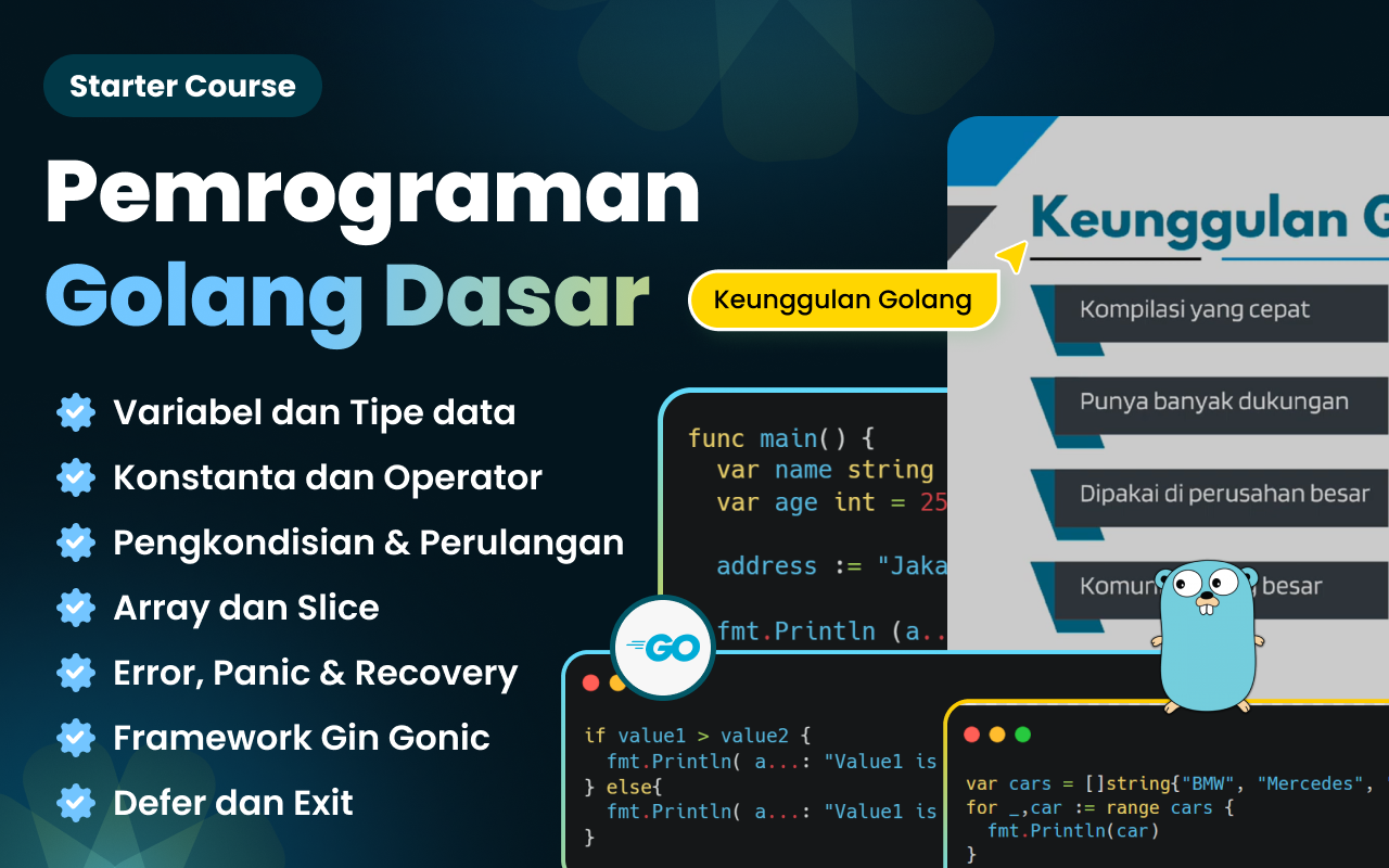 Kelas Pemrograman Golang Dasar di BuildWithAngga